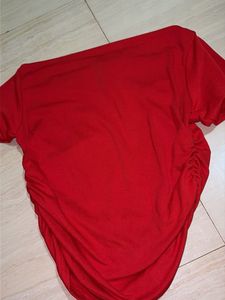Chic Red Ruched Tunic Top