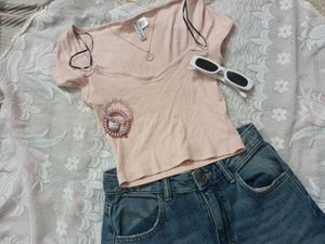 H&M sweetheart neckline top