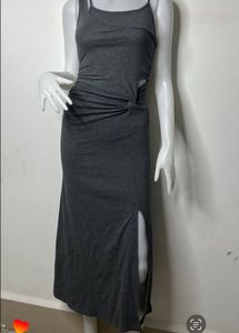 Chic Grey Knit Maxi Dress