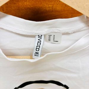 H&amp;M Cat Cropped Graphic T-Shirt