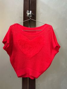 Red Knit Heart Top
