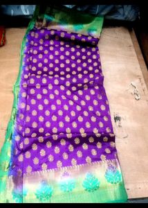 Green &amp; Purple Banarasi Silk Saree