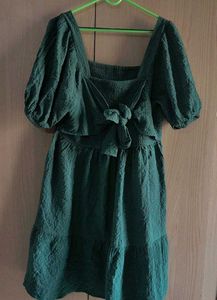 Green Puff Sleeve Mini Dress✨