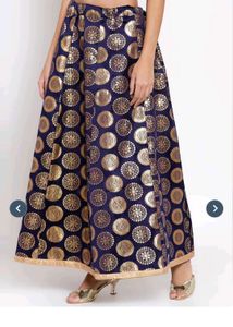 Blue Brocade Blouse with Circular Motif