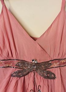 Pink Dress with Dragonfly Detail