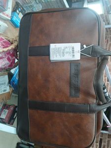 Stylish Brown Faux Leather Duffle Bag