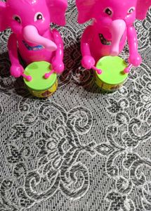 Vintage Pink Elephant Drummer Toys
