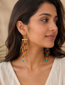 Boho Beaded Tassel Earrings