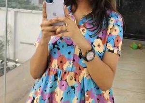 Colorful Floral Print Short Sleeve Dress
