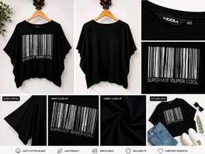 Black Graphic Print Oversized T-Shirt