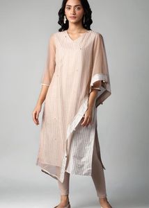 Elegant Beige Embellished Kurta Set
