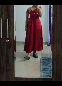 Savana elegant Red Off-Shoulder  Dress
