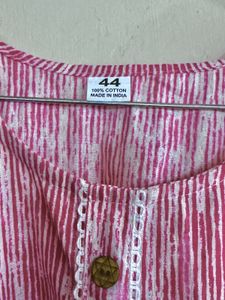 Pink Striped Cotton Kurta