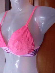 Pink Lace Triangle Bra