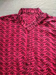 Men's Embroided Red Kurta