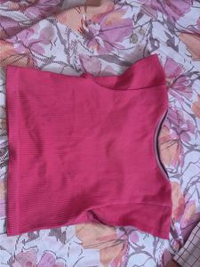 Vibrant Pink Ribbed Henley Top