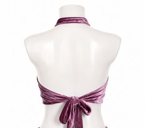 Velvet Halter Crop Top