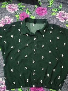 Green Panda Print Top