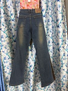 Vintage Flare Jeans with grommets and leather Pane