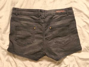 Emo Grey Denim Shorts Mid rise
