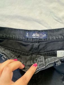 Hollister Black Distressed Denim Shorts
