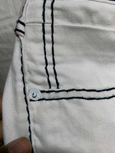 Smog White Jeans with Contrast Stitching