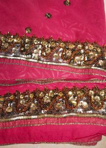 Heavy magenta colour Designer Saree with Heav