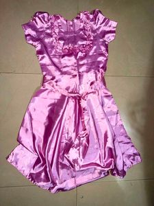 Girls Pink Satin Dress
