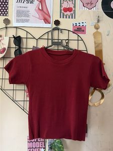 Maroon Ribbed Cropped Top