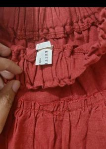 Red Tiered Mini Skirt