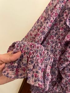 Sheer Floral Ruffle Crop Top