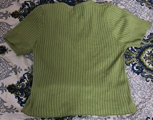 Lime Green Ribbed Knit Top