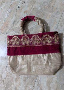 Embroidered Velvet Clutch Bag