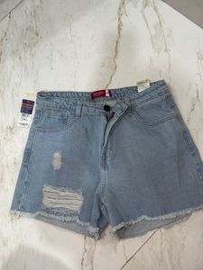 Ripped Denim Shorts