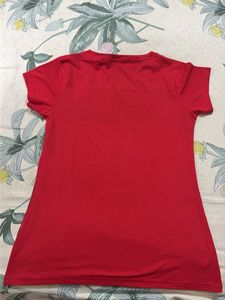 Soft material Red Graphic Print T-Shirt