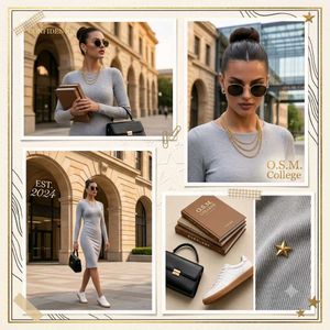 Elegant Grey Long Sleeve Midi Dress