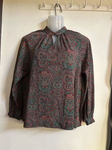 Paisley Print Long Sleeve Blouse