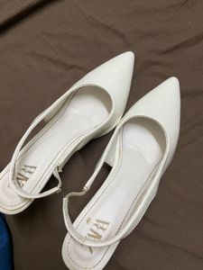 Zara White Slingback Flats