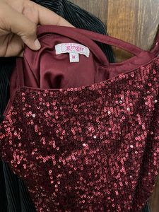 Ginger Party Wear Set – Sequin Top &amp; Black Pleated