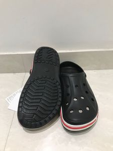 Black Crocs with Red &amp; White Trim