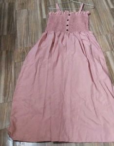 peach Smocked Fit &amp; Flare Dress - Stretchable
