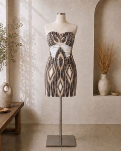 🤎Strapless Printed Bodycon Mini Dress 🤎