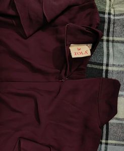 Maroon Ruffled Sleeve Top