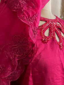 Stunning Pink crystal embellished Kurta Set XL