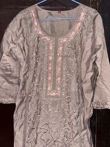 Embroidered Kurta suit set with pant and dupatta