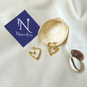 Anti-tarnish Heart Hoops