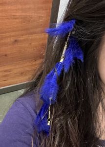 Boho Blue Feather Hair Pin