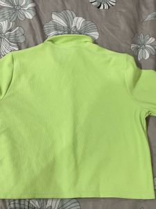 Lime Green Cropped Collared top