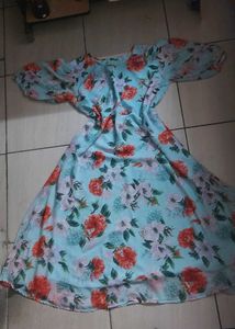 korean Floral Print Maxi Dress
