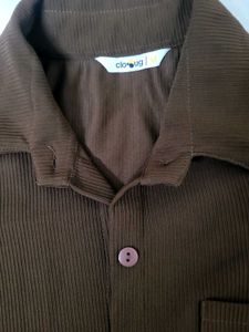 women's relaxed brown corduroy shirt